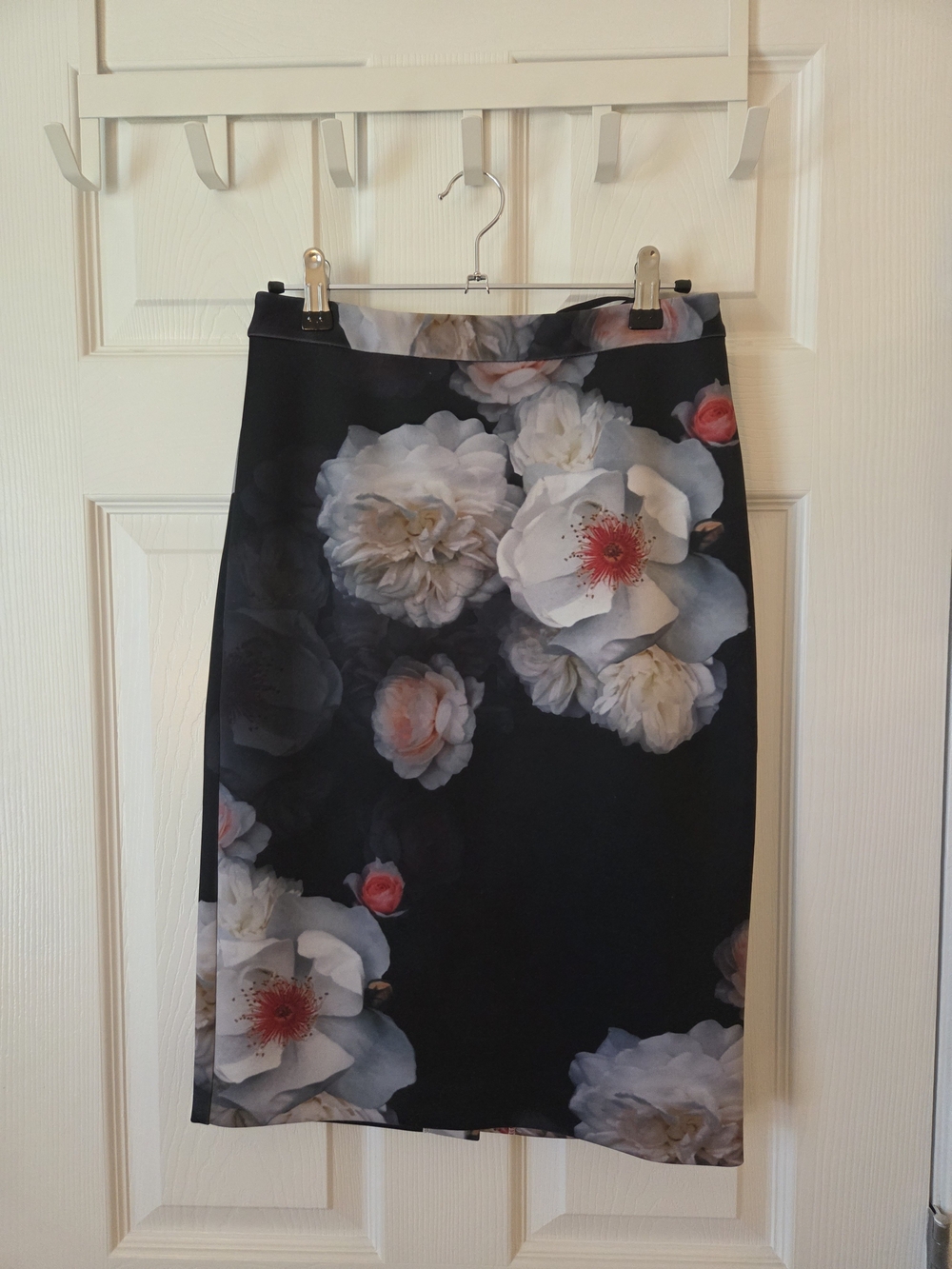 Ted Baker Black Floral Pencil Skirt with White & Pink Blooms